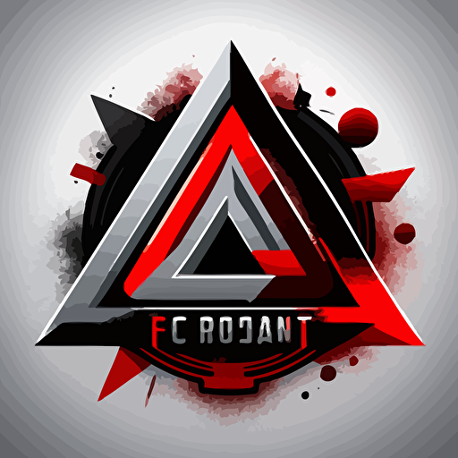 clean vector logo with FC on a triangle form, red and grey