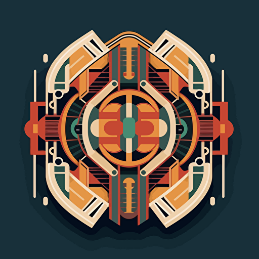 simple vector logo, mandala of 5 patterns, bauhaus style