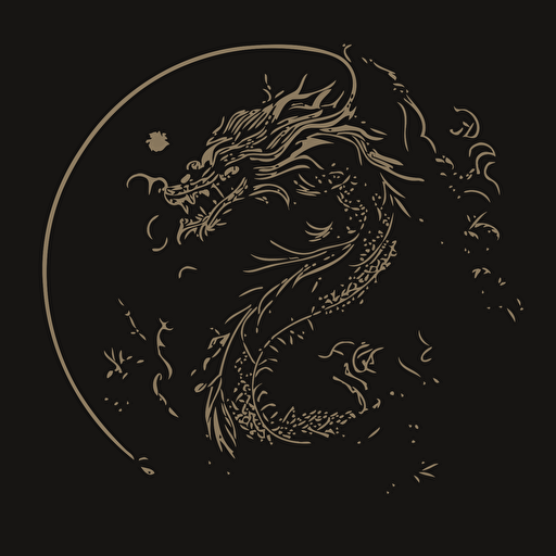 dark vector, circle logo, traditional Chinese dragon