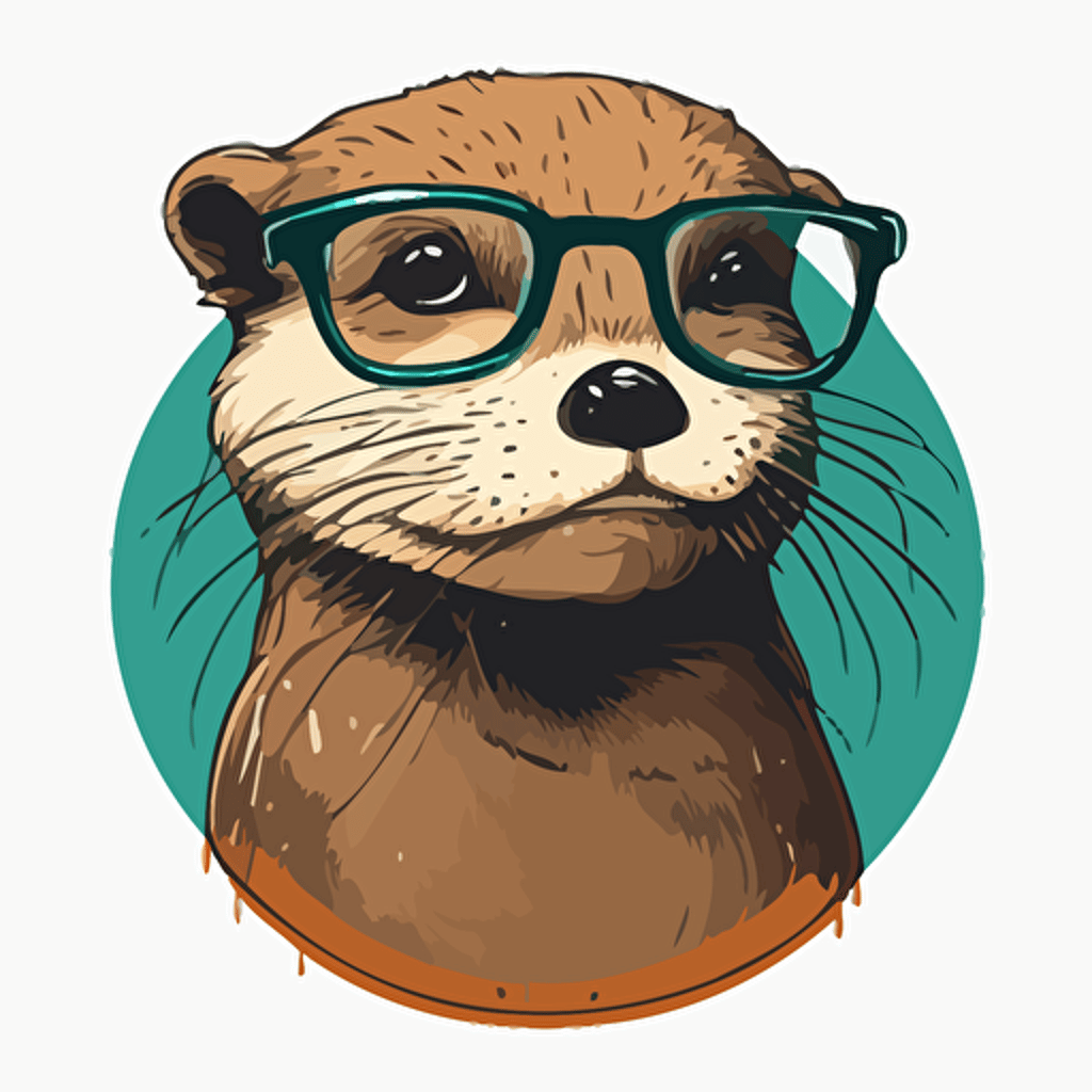 a logo of a otter wearing glasses, simple, vector
