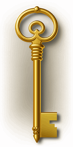basic golden key, vector art ::