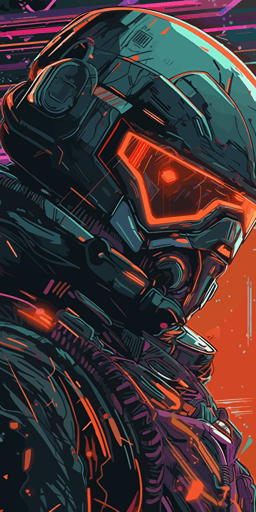 a close up of a person wearing a space helmet, cyberpunk art, inspired by Tom Whalen, handsome humanoid, thin gray antennas, vector artwork, martin ansin