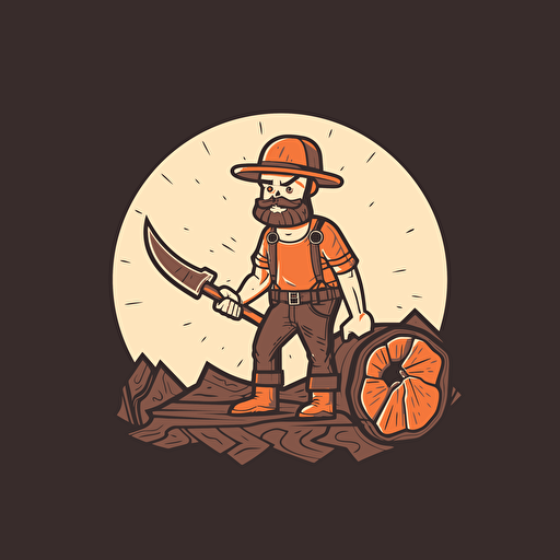 a cartoon Carpenter logo, cut tree trunk, original style, minimalistic, vector illustration