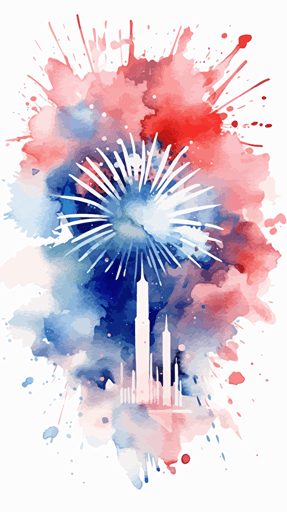 july 4th red blue white 2d vector clipart style watercolour