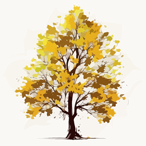 scientific drawing of maple tree, white background, vector art