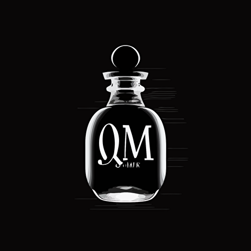 simple iconic logo of a fragrance bottle made with the letters O S M I Q E, white vector on black background