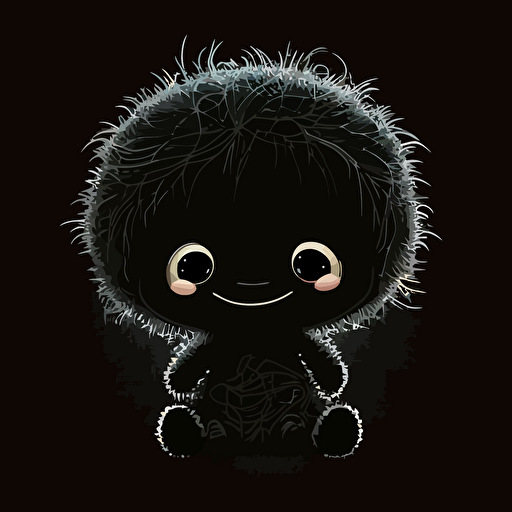 A baby fur japanese alien, happy, smiling, black background, vector art , anime style