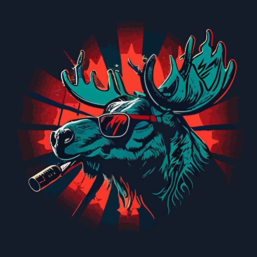 vector art logo moose wearing sunglasses and smoking a cigarette