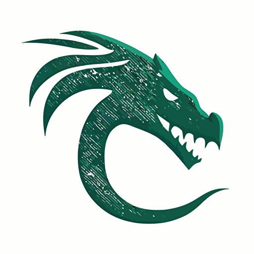 Minimalist iconic logo of sea serpent, emerald vector, on white background,