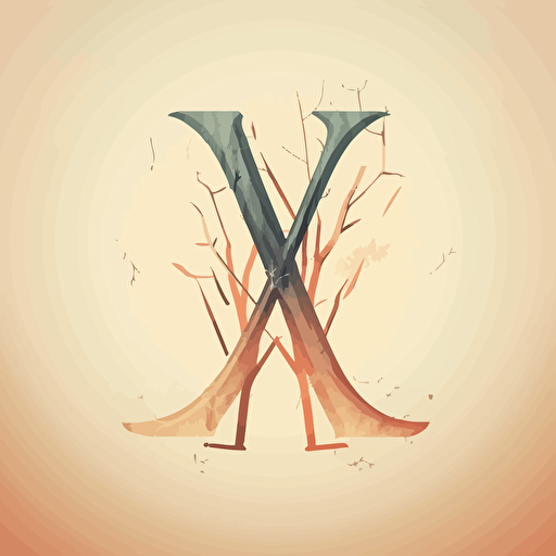a stylish elegant logo of two letters combined with sticks. vectorized and soft colors. highly detailed
