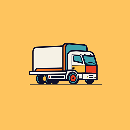a flat vector logo of a concreate truck at an angle, very minimal, outline,by Paul Rand, De Stijl, vector, symbol