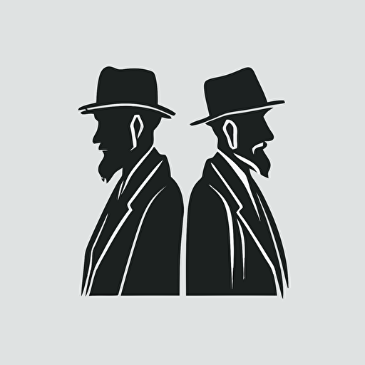 a line-art, minimalist, simple, vector logo for a directing duo of two tall jews