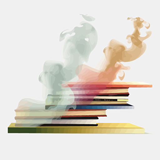 row of books that are steaming, 2d, clip art, vector, simple, transparent background