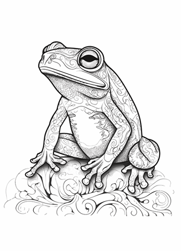 2d illustration, simple vector frog coloring page