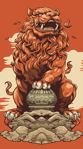 vector of a shisa guardian lion-dog