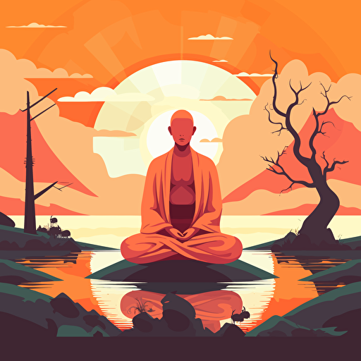 yoga monk meditation concept vector