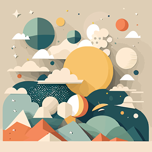 flat vector detailed image of sky, muted colors, high resolution, abstract collage qualities,