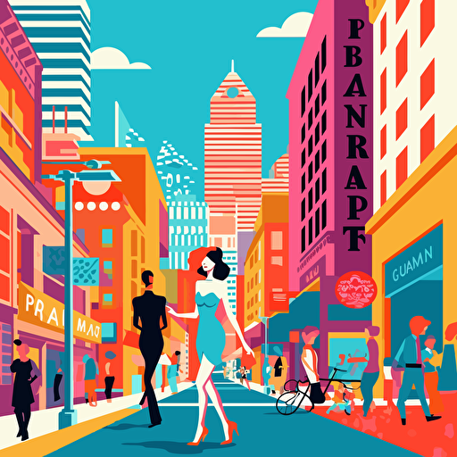 vibrant colorful vector art of portland downtown brides and buildings