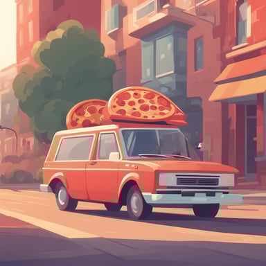 a pizza delivery car