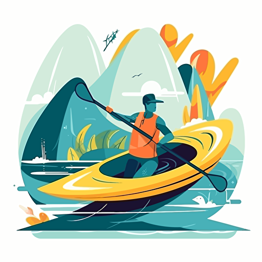 vector flat illustration of surf ski paddler