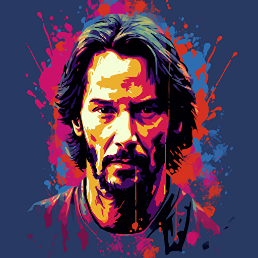 this image of keanu reeves in an illustration stlye, vector, 10 colors only