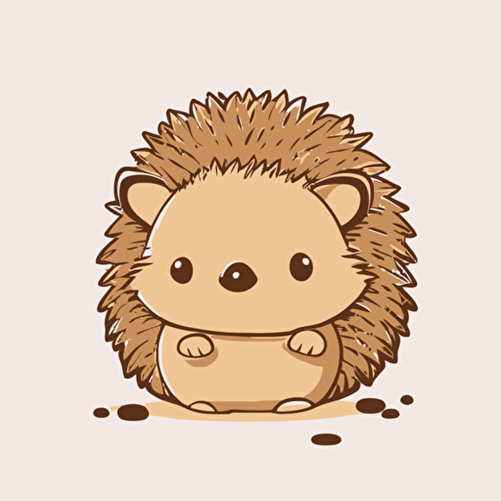 cute hedgehog with happy facial expression kawaii style, vector, simple, high-quality