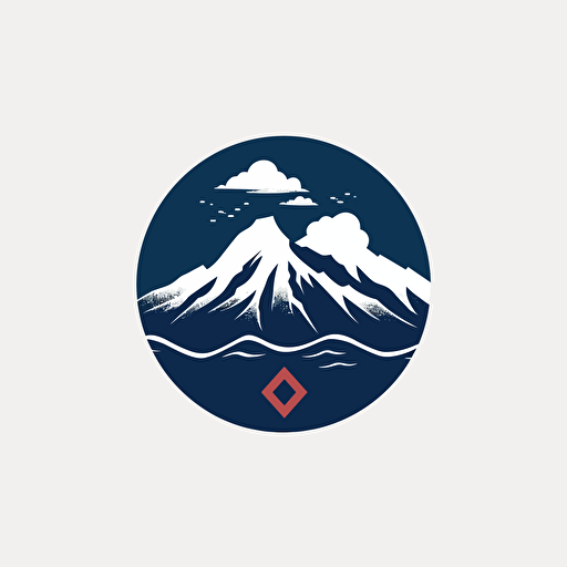vectorized minimalist logo for a tech company, mountain with a wave at the base, logo from left to right