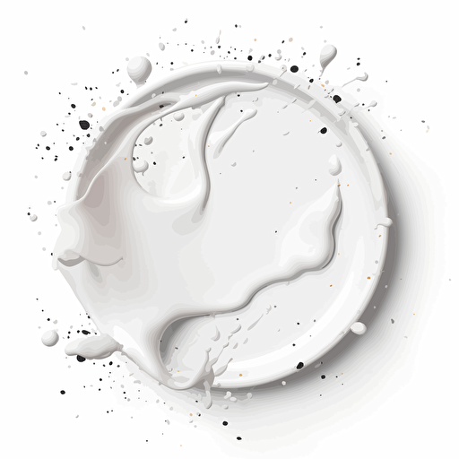 rounded Splatter white paint , transparent background, ultra reallistic, flat style, vector style, no details, with a flat white circle at center, no shadows