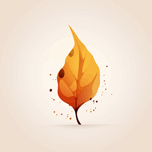 an autumn leaf falling in the air, sleek minimalist design, orange and brown, fluid vector art