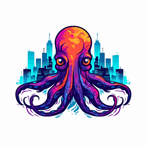 logo style vector image of an octopus in street art style