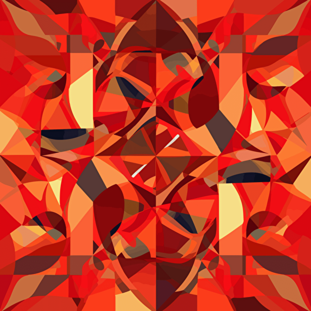 vector abstract pattern, flat, bright red hues, render, center hightlight, elegant premium look, UHD, in style of picasso,