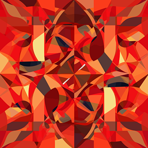 vector abstract pattern, flat, bright red hues, render, center hightlight, elegant premium look, UHD, in style of picasso,