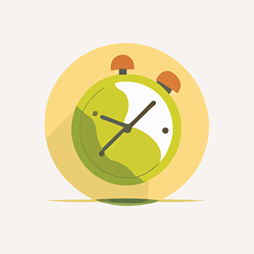 flat vector logo, award winning art, simple design tennis ball and stop watch with a completely white background in the style of Jerry Pinkney