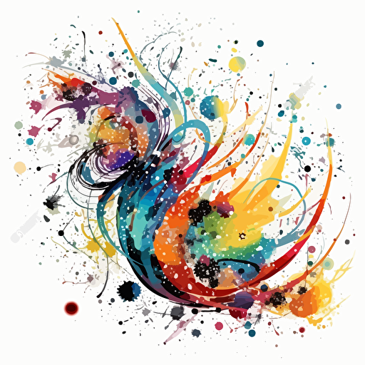 galaxy, stars, randomly distributed whimsical vector digital painting, white background