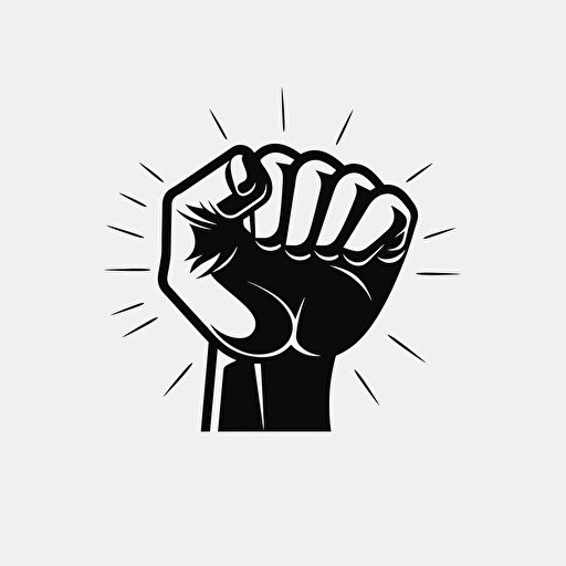Logo of a closed fist, minimalist icon, silhouette, vector, black on white background