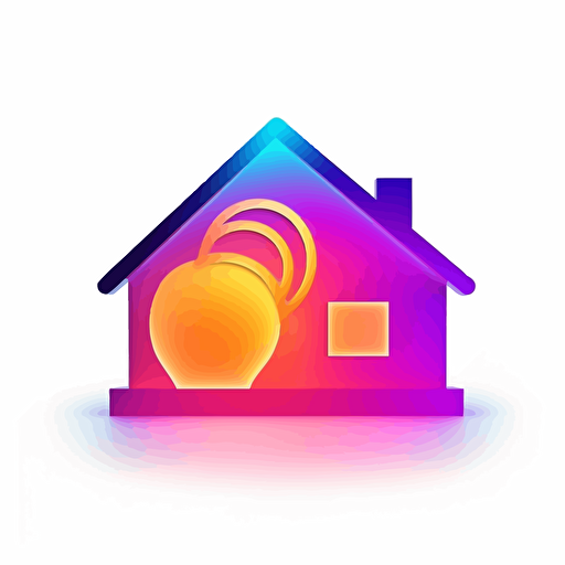 logo, house in changing light spectrum, minimalistic, vector. On white background
