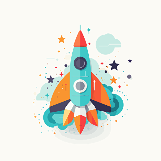 simple, geometric rocket ship 2d vector illustration