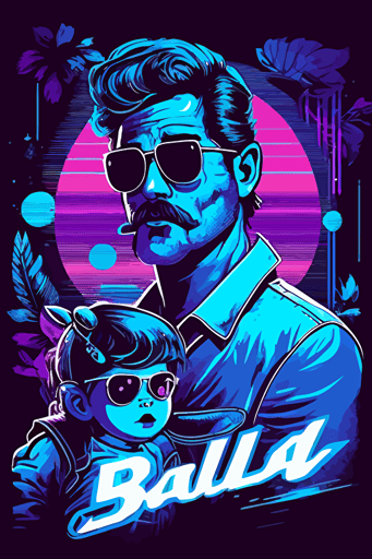 bluey dad,synthwave style, vector art