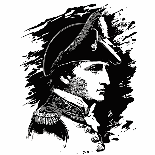napoleon bonaparte in a vector style with no background in black and white colo
