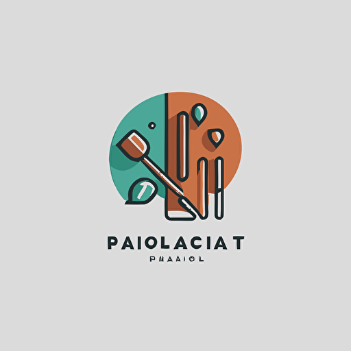 Logo design that incorporates art tools and a laboratory Vector, 2d, minimalistic