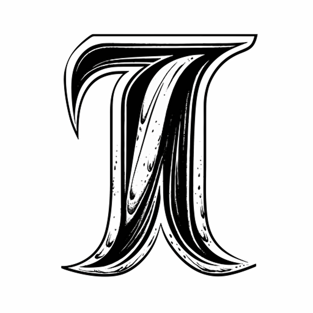 vector image of a letters T and the letter M simple black script