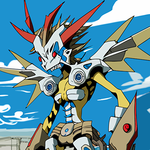 beelzemon from Digimon, vector, sketch, hand paint