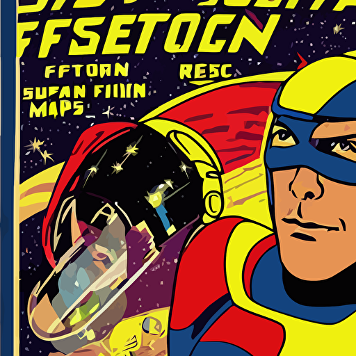 old vintage science fiction magazine poster portrait handsome super hero captain falcon vector art 8k highly detailed illustration