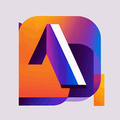 flat vector logo of A&I， blue purple orange gradient， simple minimal， by Ivan Chermayeff