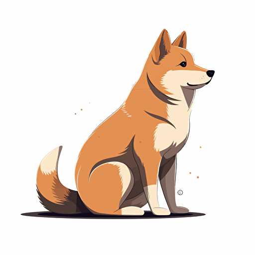 flat 2d vector, shiba inu in anime style 2/3 left side profile shot, Shiba Inu wearing, Vector illustration, white background