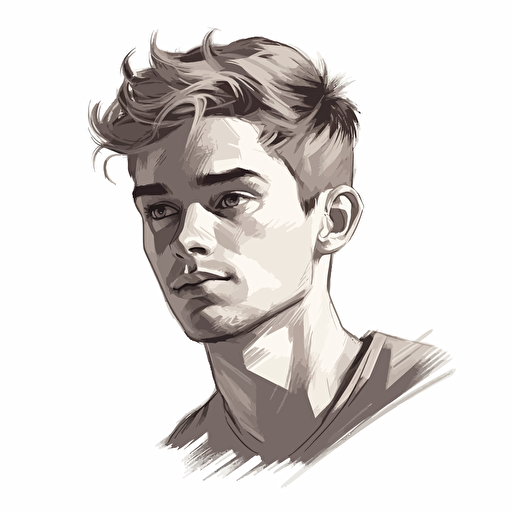 vector image, shading of a persons head and face, detailed. Make it a young adult. Nothing else.