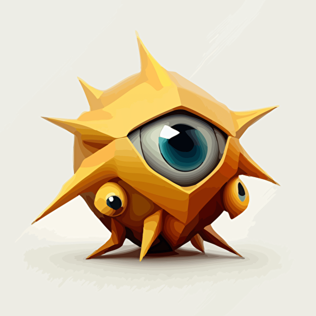 eyeball enemy, 2D, sinister, game enemy, vector, simple colors, on white background