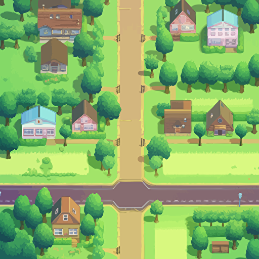 the style of stardew valley, 2D game map, modern city, delicate roads, university on the right top, vector image