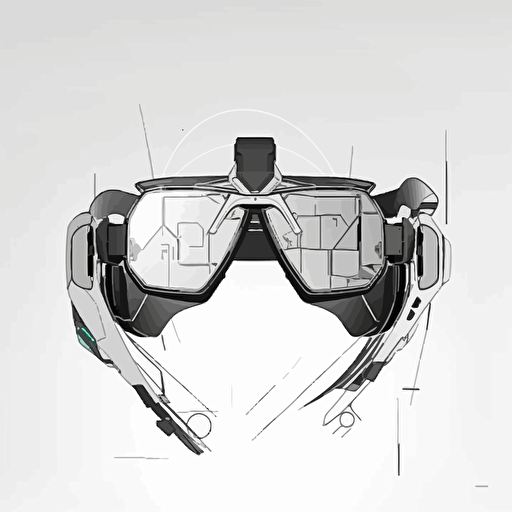 2D vectorVR glasses in minimalism cyberpunk style. Background white