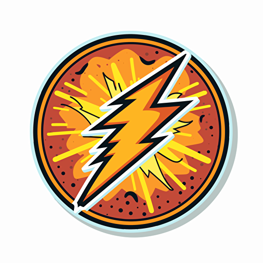 Thunder Bolt Sticker, Retro, Vector, White Background v 5